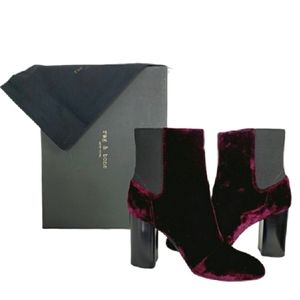 Rag AND BONE AGNES RED VELVET CHELSEA BOOT NEW